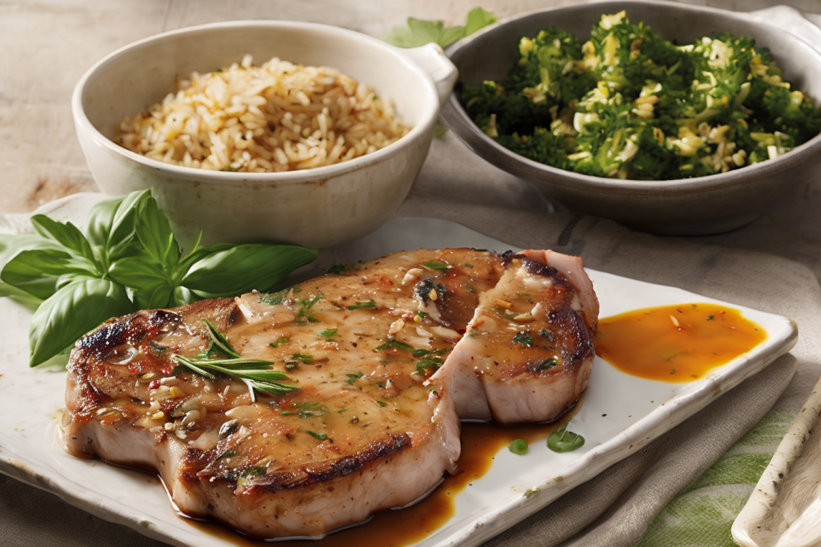 Herb-Infused Pork Chops with Savory Rice