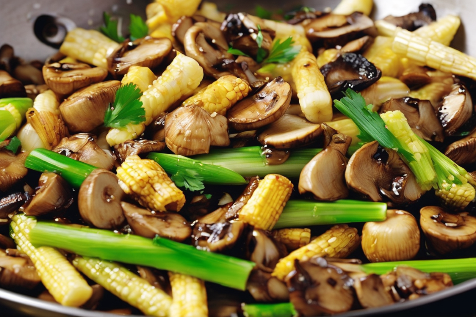 Garlic Mushroom and Baby Corn Stir-Fry