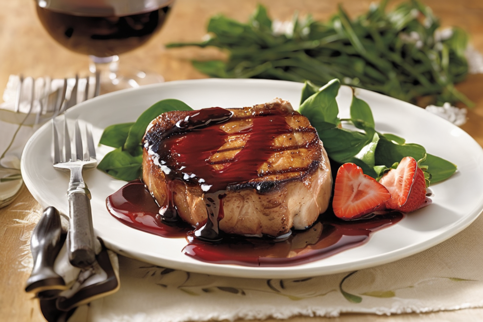Pork Chops with Strawberry Balsamic Glaze