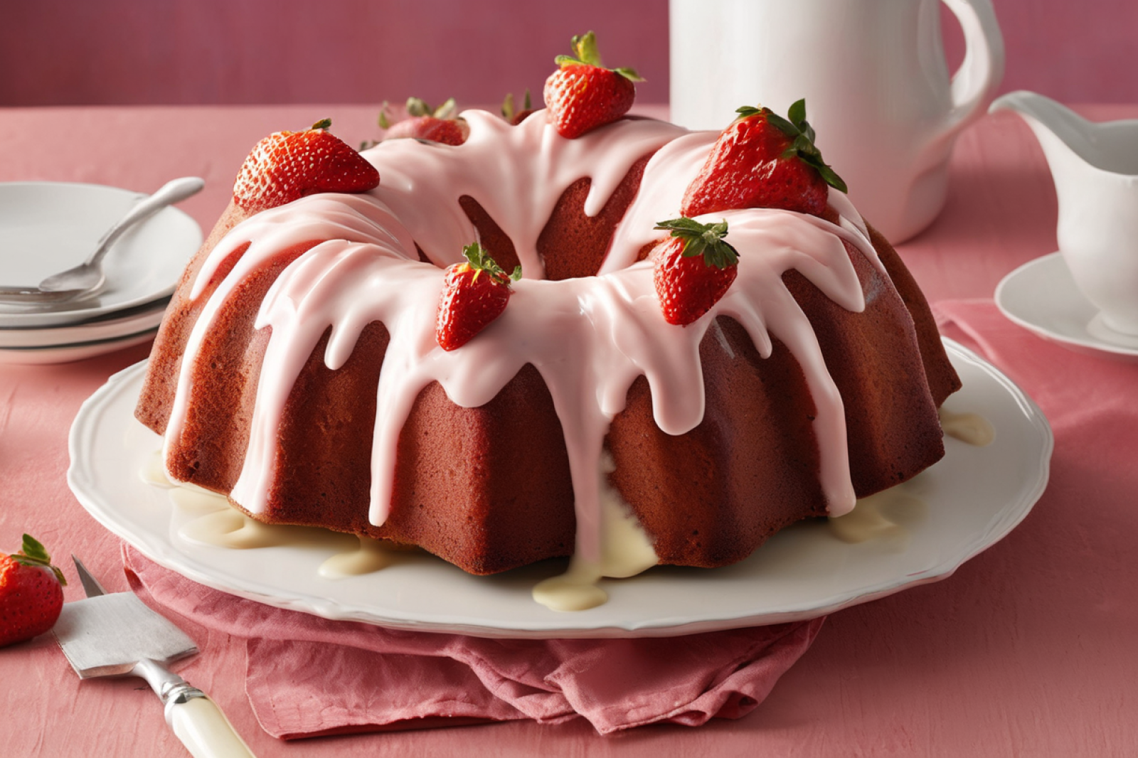 Strawberry Cream Cheese Bundt Cake
