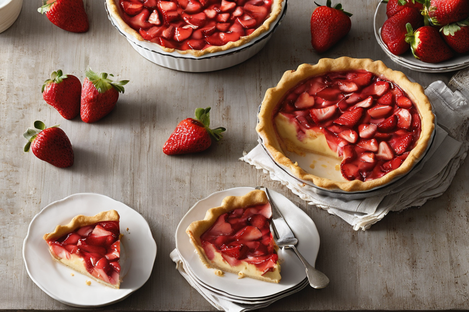 Caramelized Strawberry Custard Pie