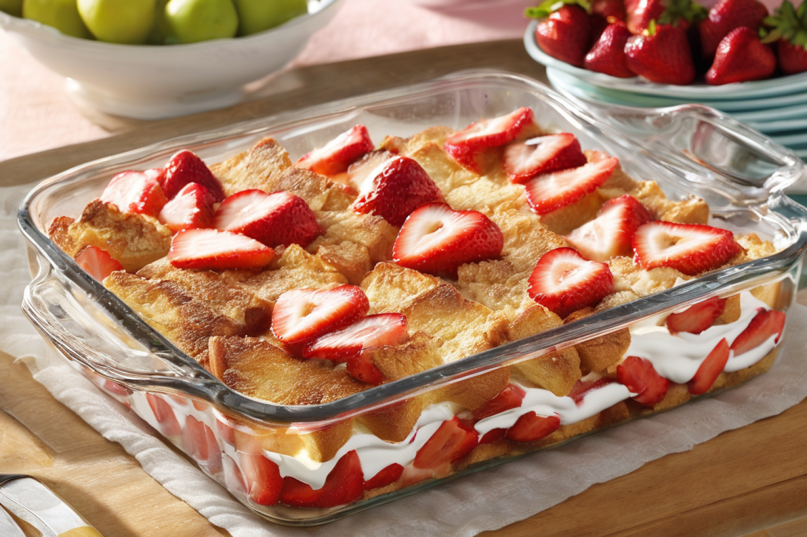 Strawberry Bliss Overnight French Toast Casserole