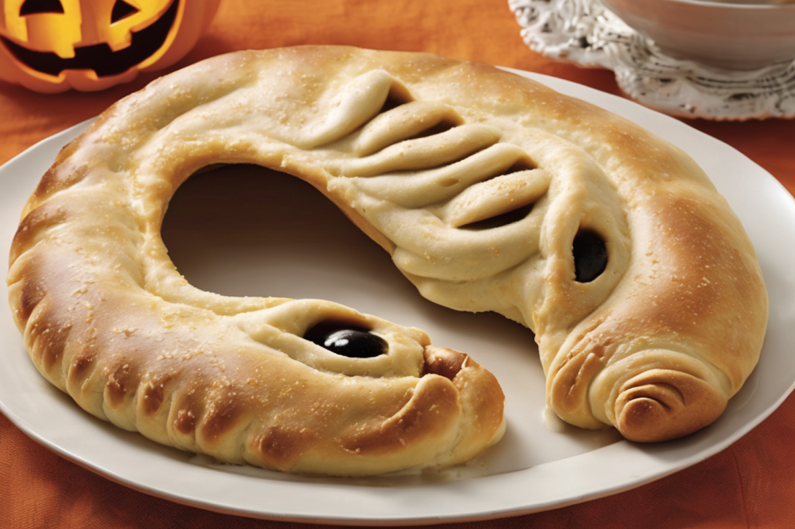 Serpent-Shaped Halloween Calzone