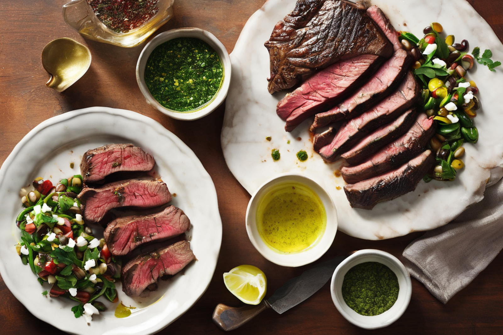 Charred Steak with Robust Bean Salad and Zesty Chimichurri