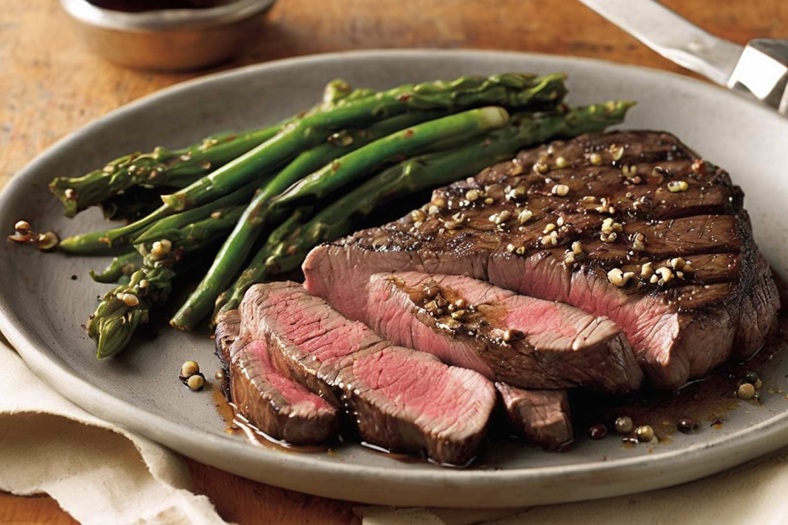 Peppercorn-Crusted Steak with Velvety Cognac Sauce