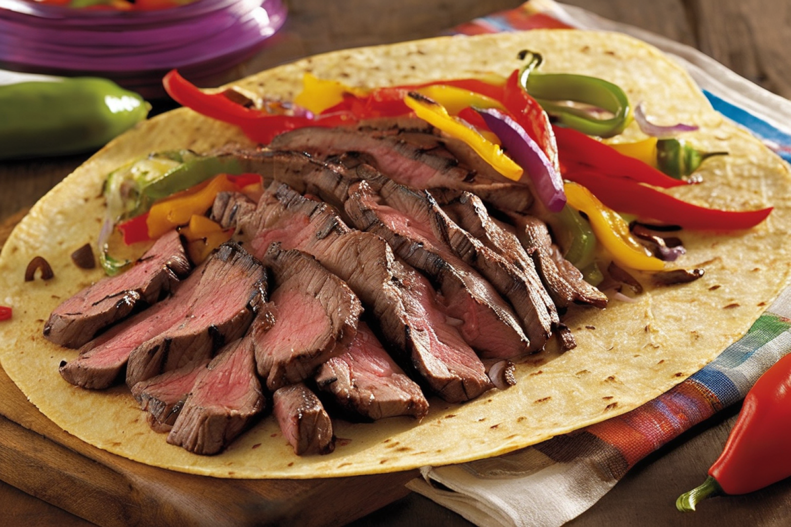 Spicy Grilled Steak Fajitas with Colorful Peppers and Onions