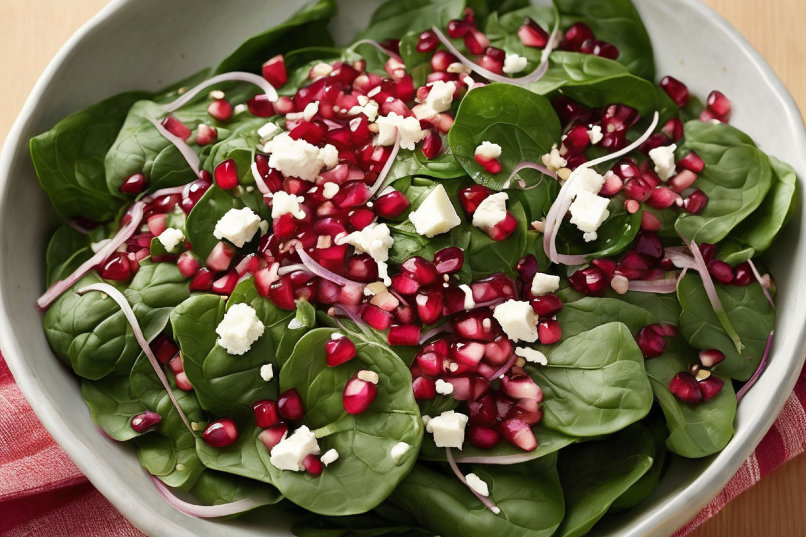 Colorful Spinach and Pomegranate Salad