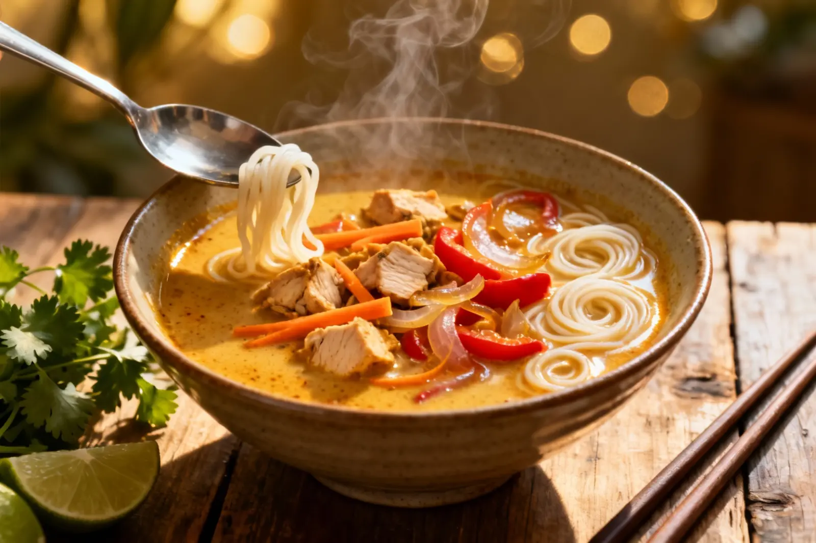 Spicy Thai Chicken Noodle Soup