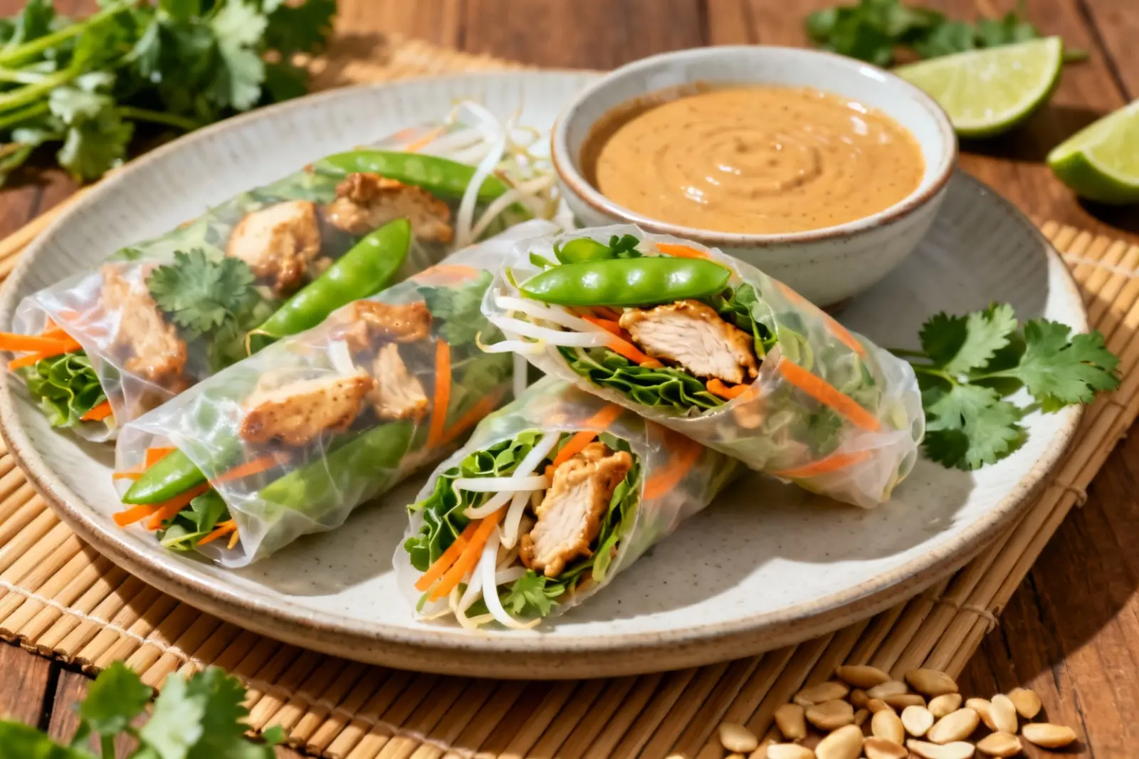Crispy Thai Chicken Spring Rolls