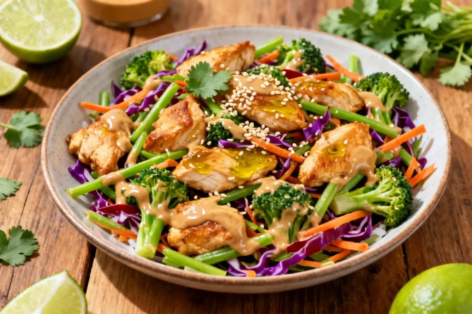 Savory Thai Chicken with Broccoli Slaw