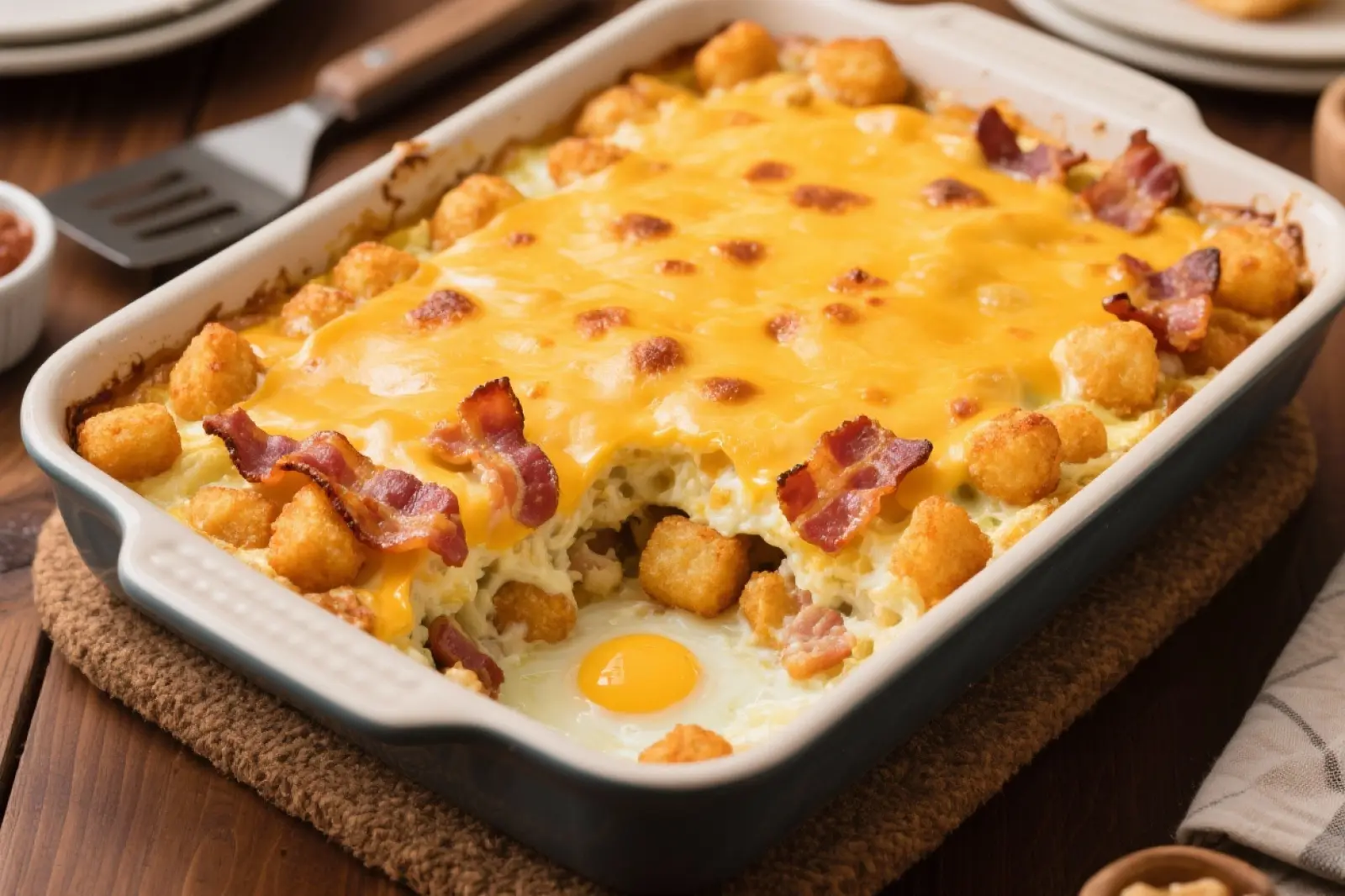 Bacon and Tater Tot Breakfast Casserole
