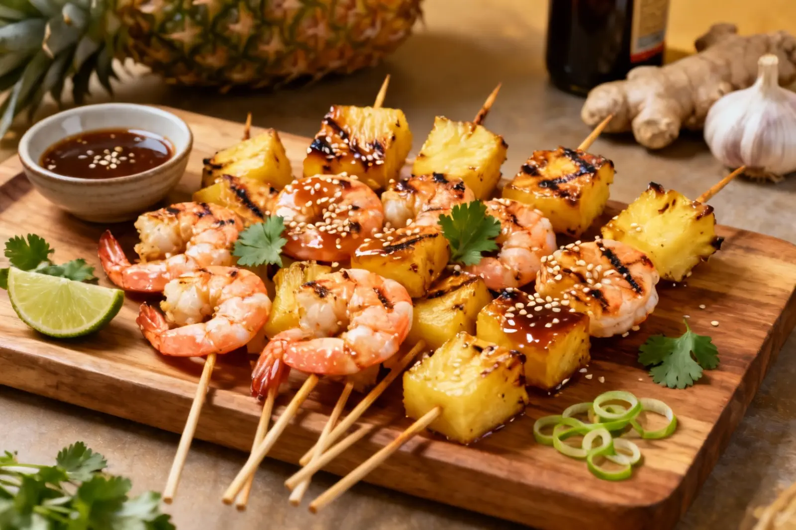 Grilled Teriyaki Shrimp and Pineapple Skewers