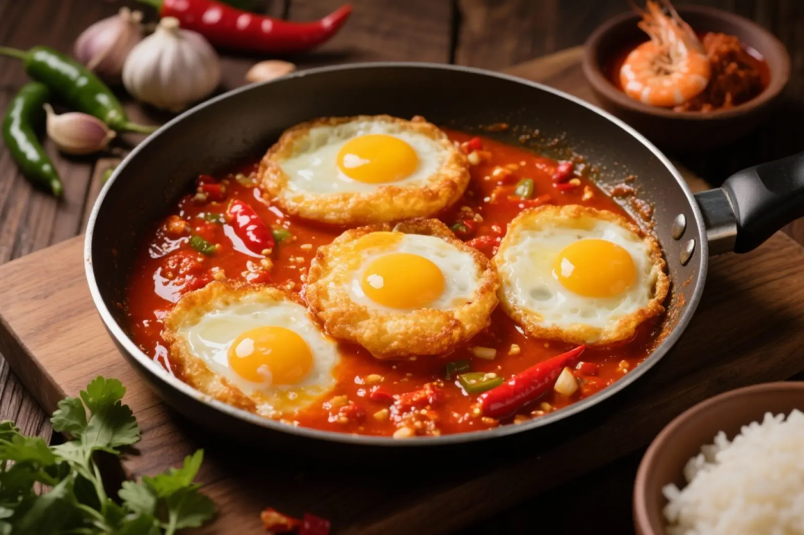 Zesty Eggs in Spicy Chile Sauce