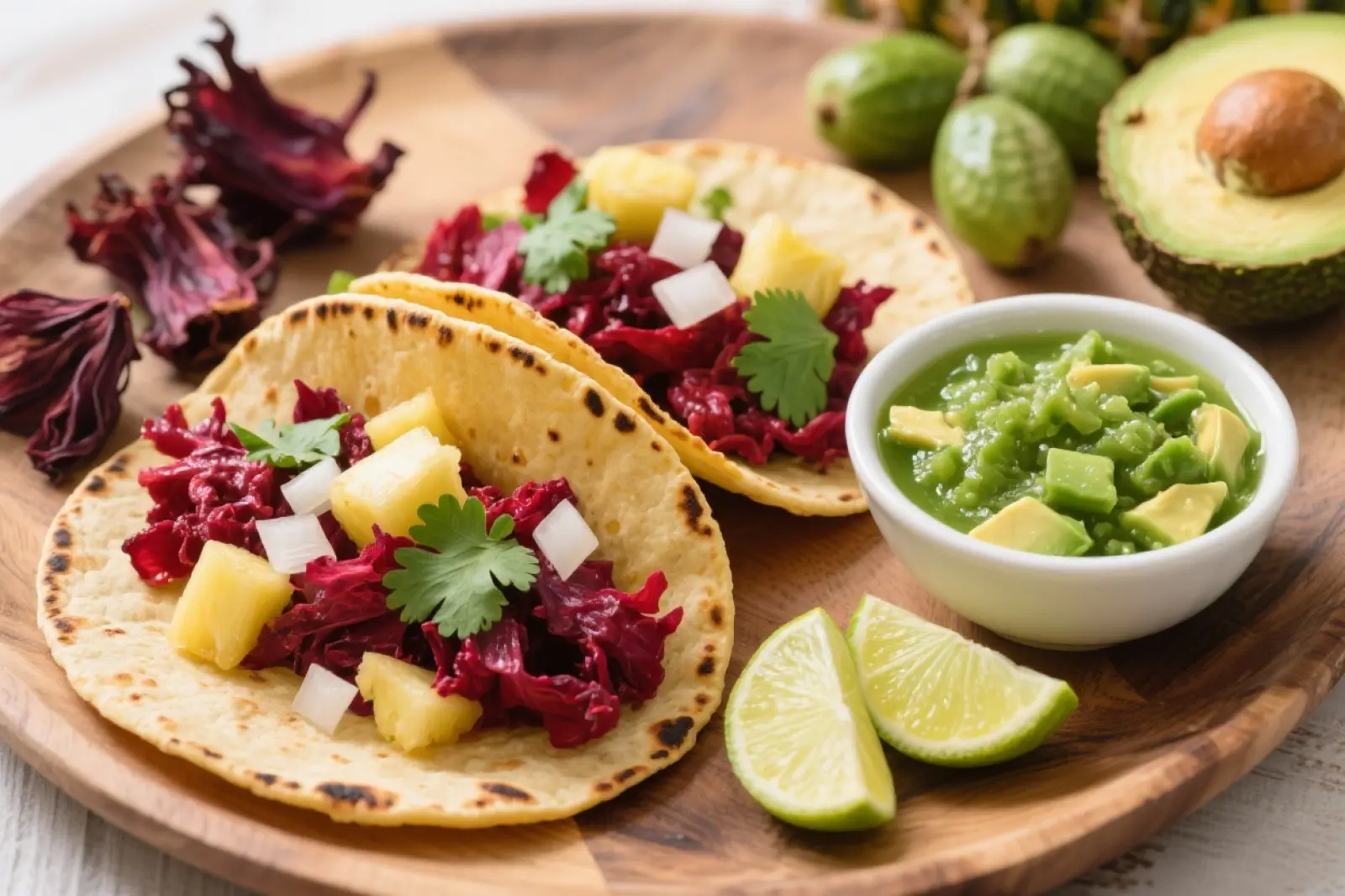 Hibiscus Tacos with Green Salsa