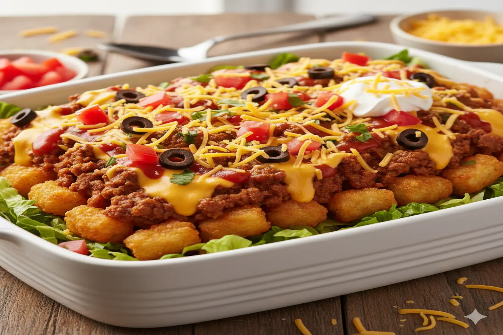 Cheesy Crispy Tater Tot Taco Casserole