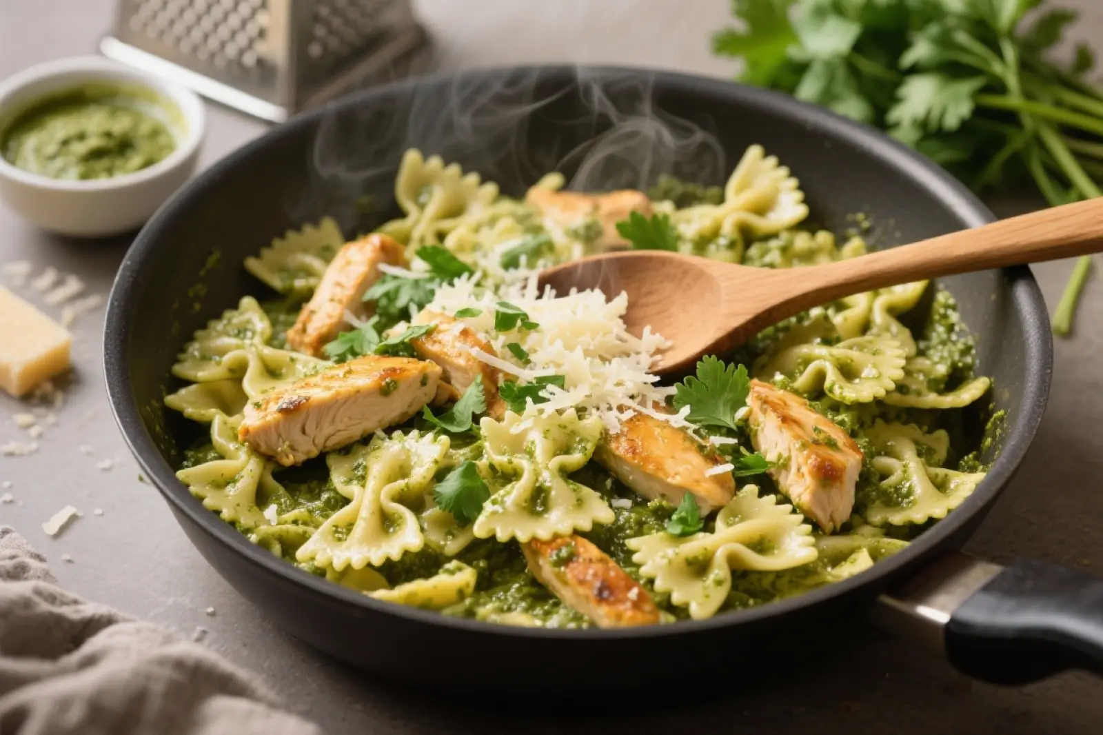 Zesty Pesto Chicken with Bowtie Pasta