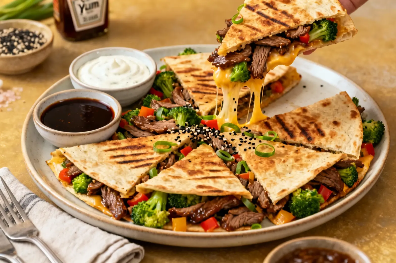 Teriyaki Beef Quesadillas