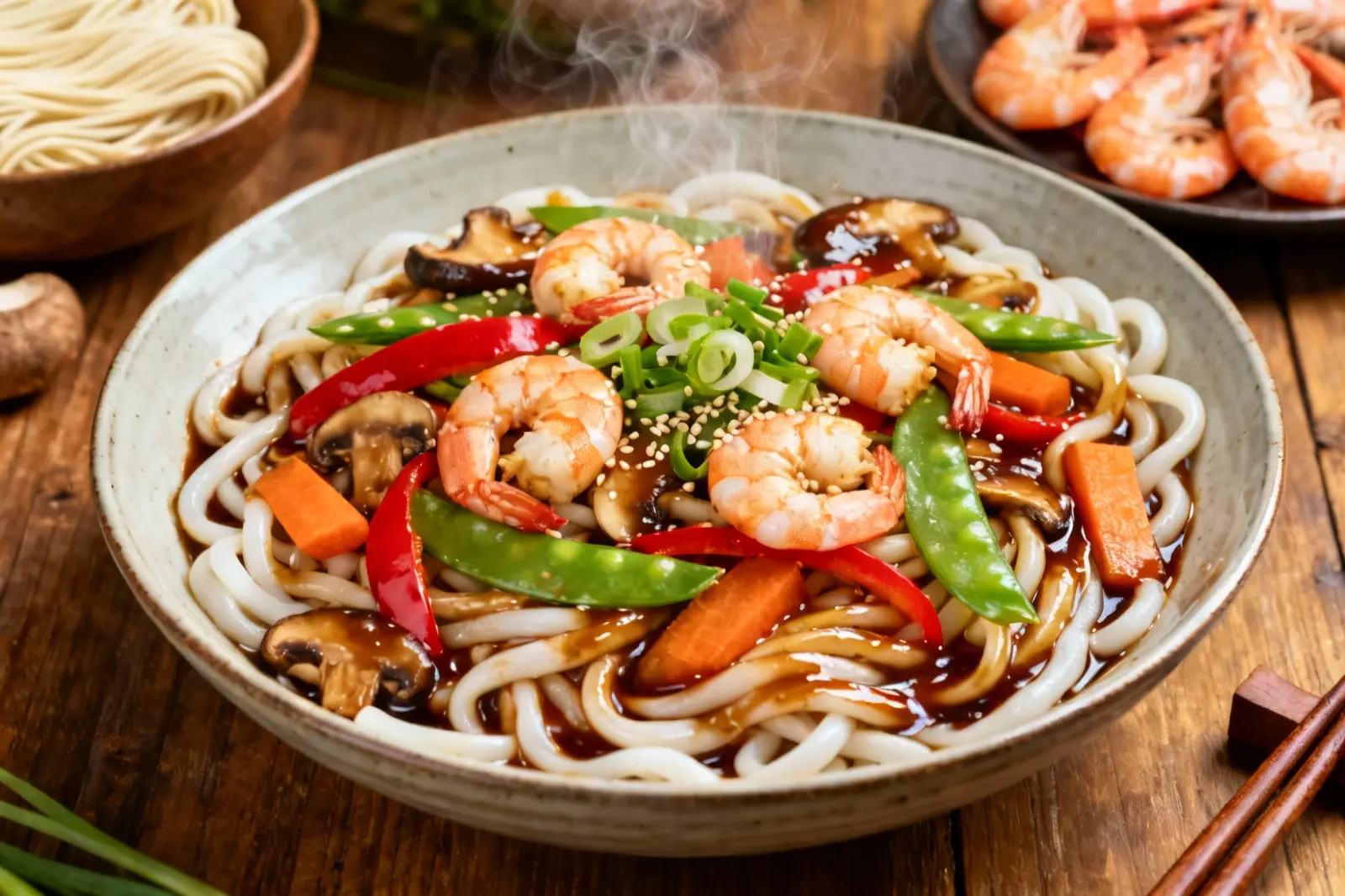 Teriyaki Shrimp Udon Stir-Fry