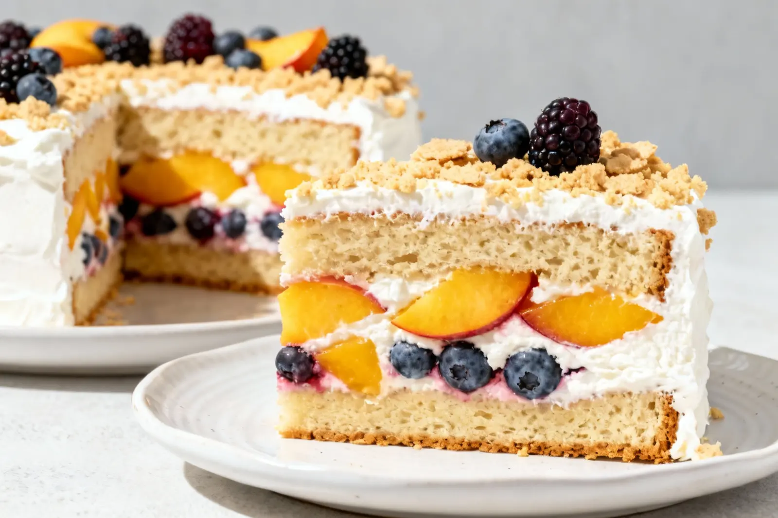 Frosty Summer Fruit Layer Cake