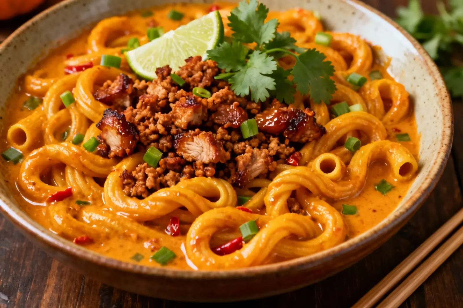 Spicy Pumpkin and Pork Pasta Delight