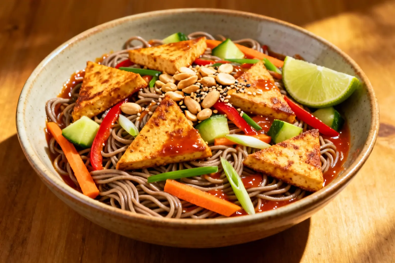 Zesty Tamarind Tofu with Soba Noodles and Veggies