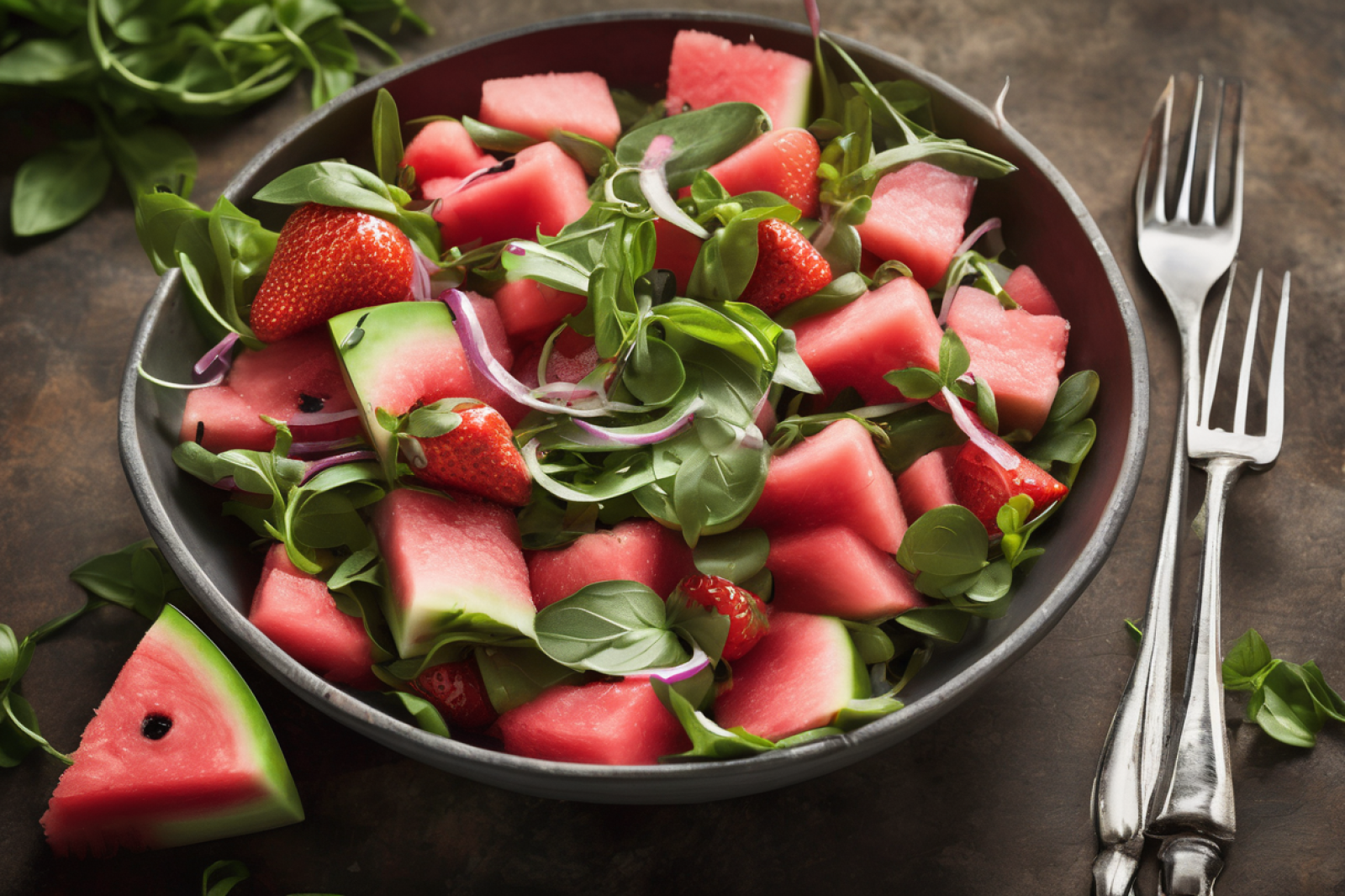 Refreshing Watermelon and Strawberry Salad