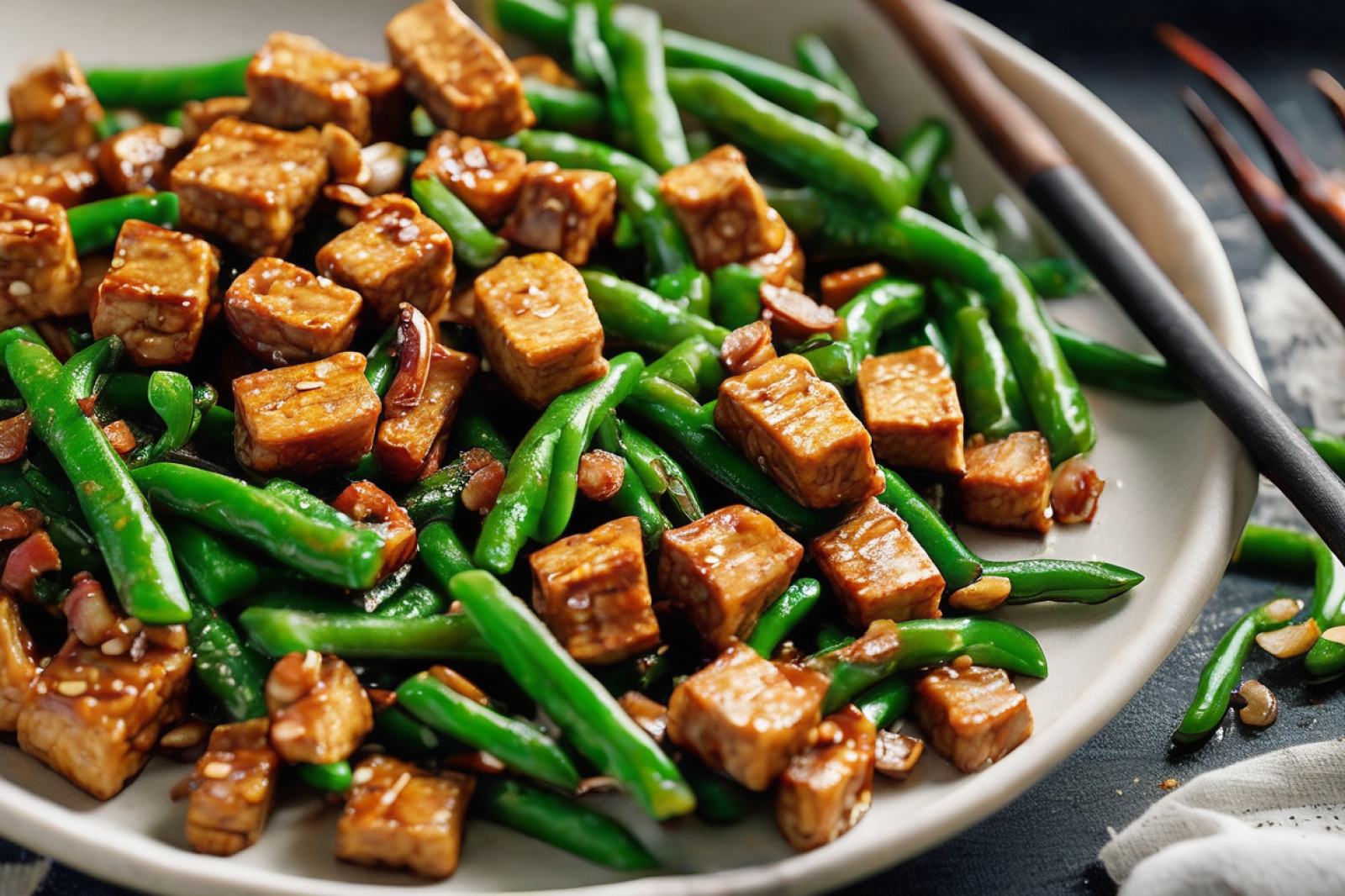 Vibrant Tempeh Stir-Fry with Crunchy Green Beans