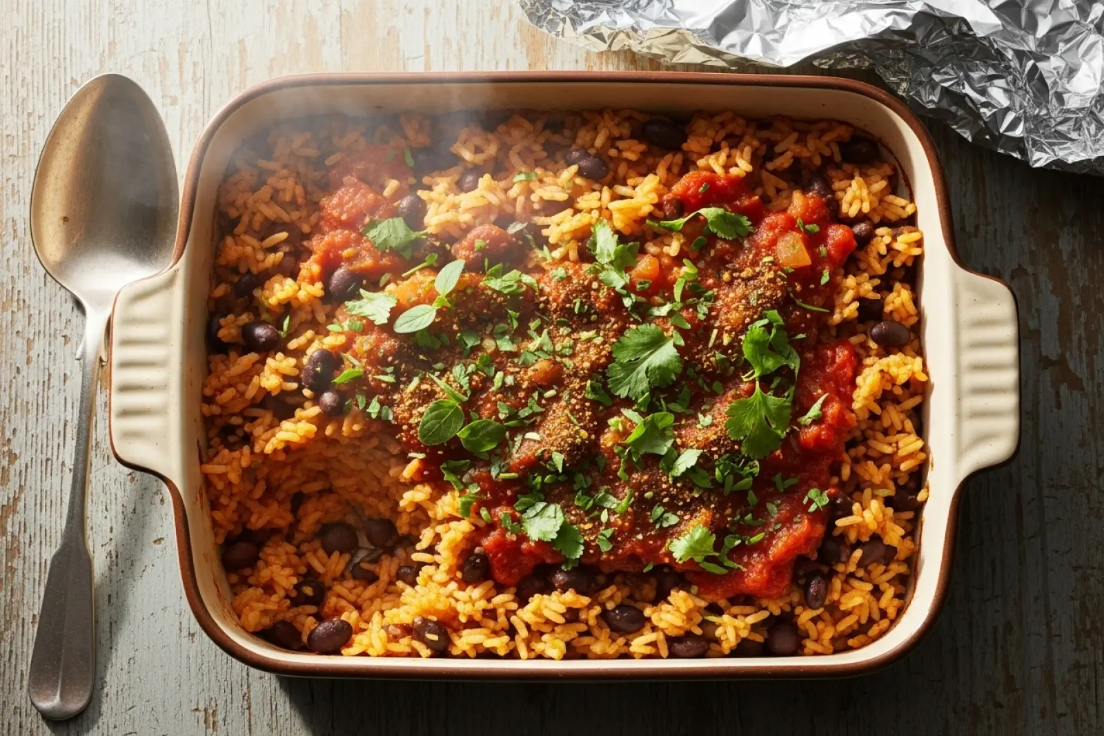 Savory Oven-Baked Rice and Beans
