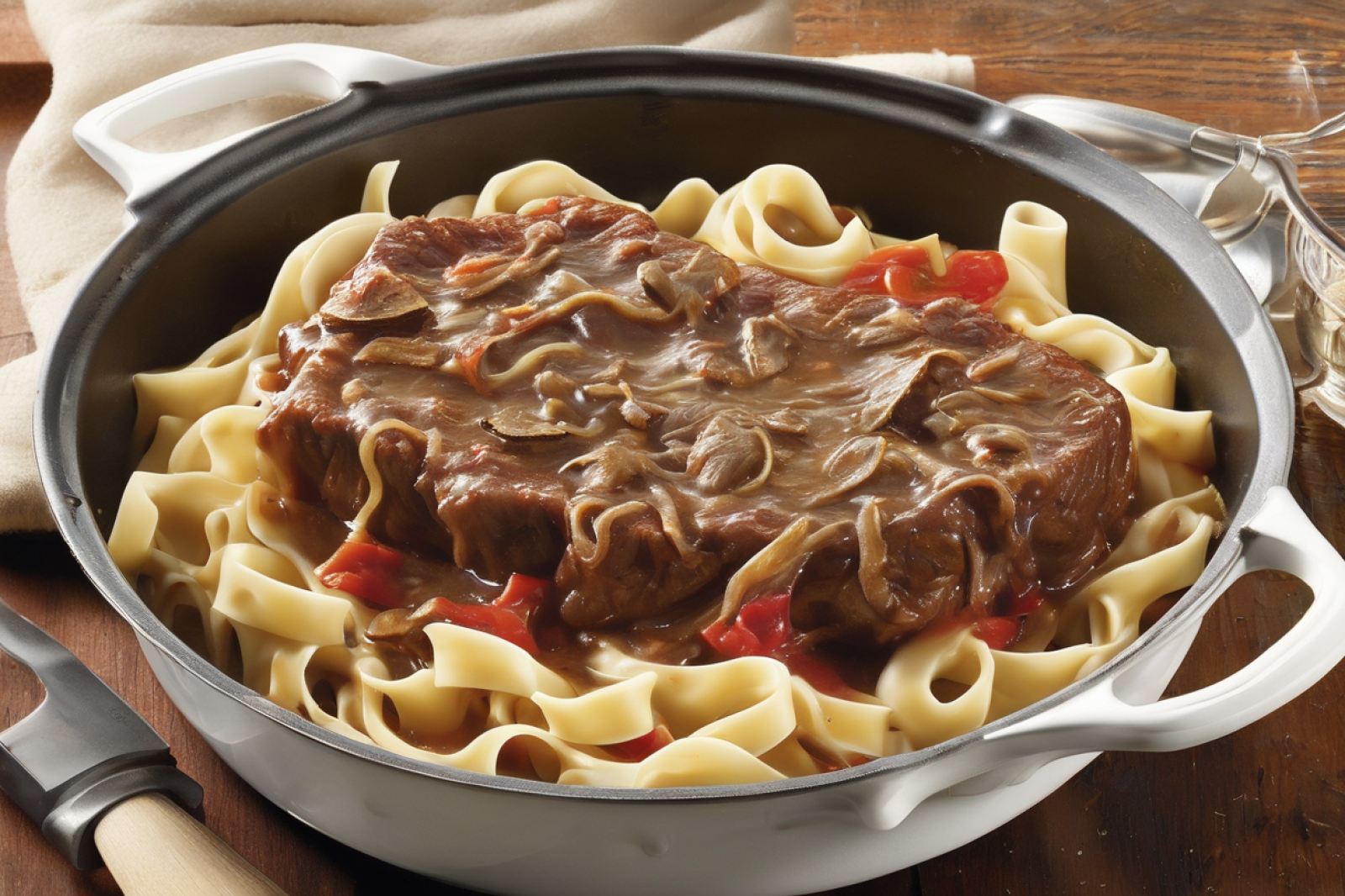 Savory Swiss Steak with Noodles