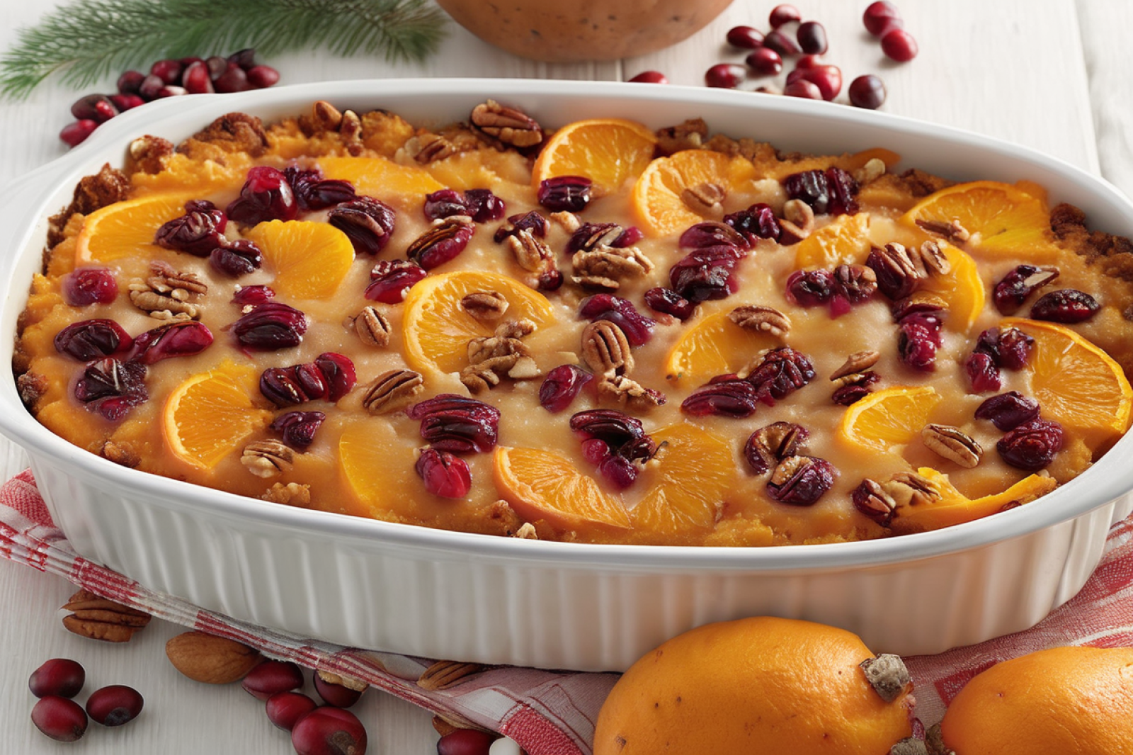 Sweet Potato Casserole with Cranberries and Oranges