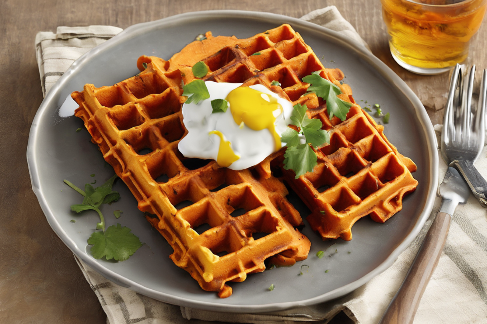 Savory Sweet Potato Waffles