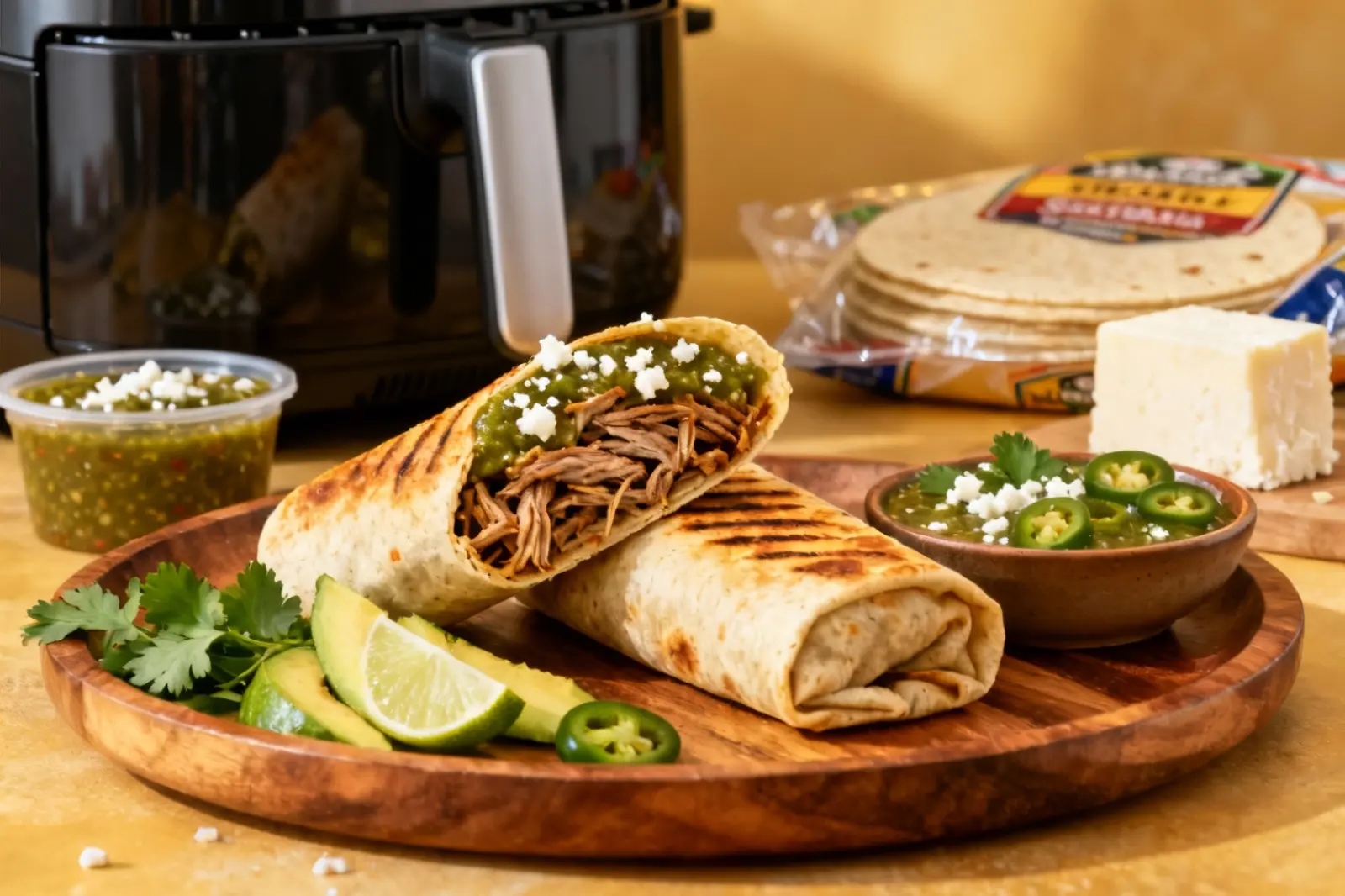 Crispy Air-Fried Chile Verde Burritos