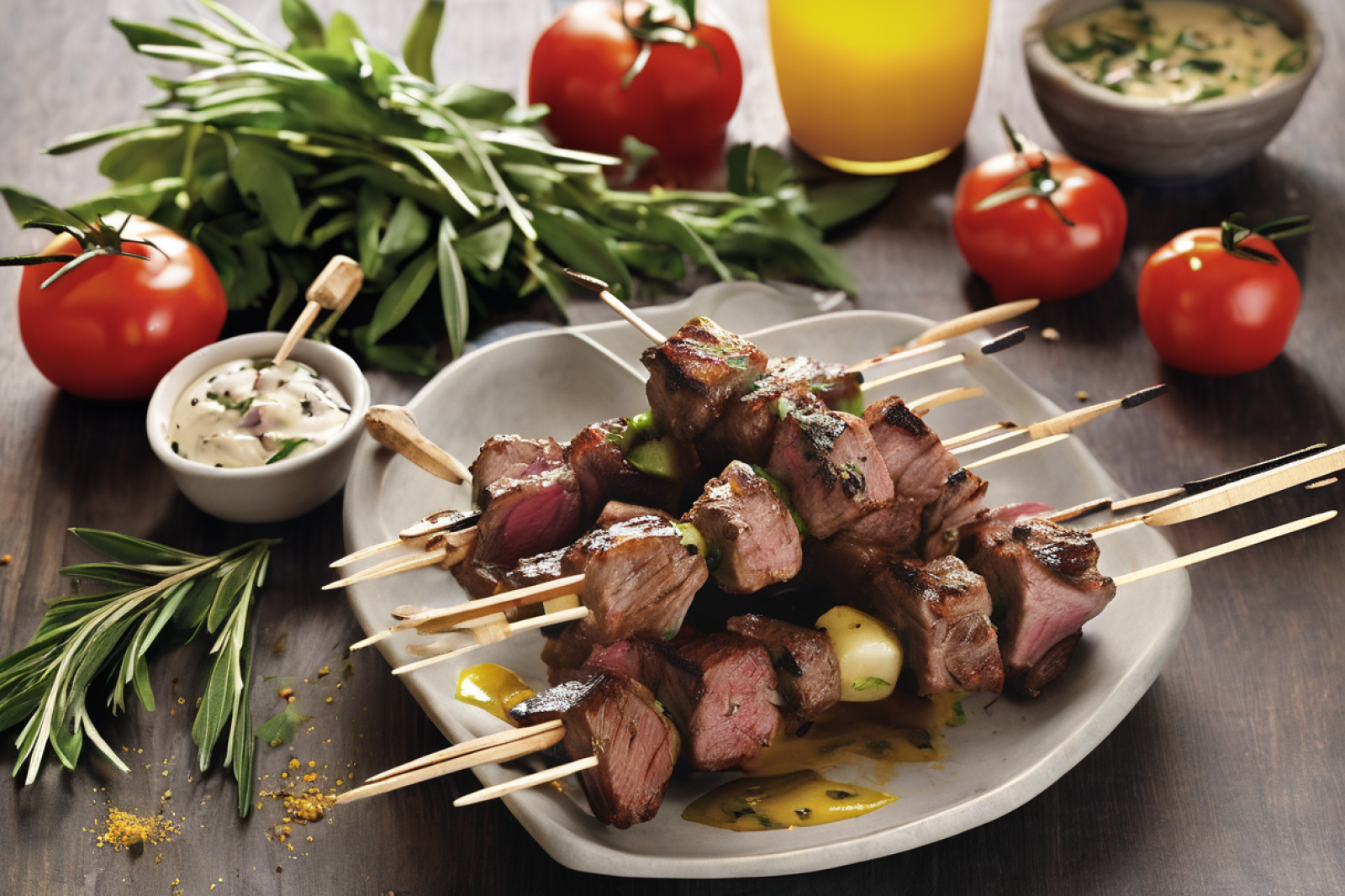 Zesty Grilled Lamb Skewers with Fresh Produce