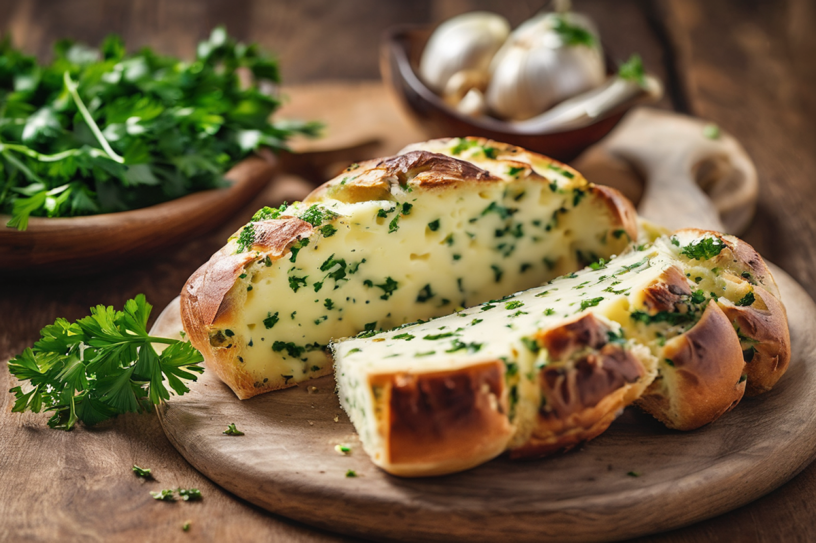 Herbed Garlic Cheese-Stuffed Bread