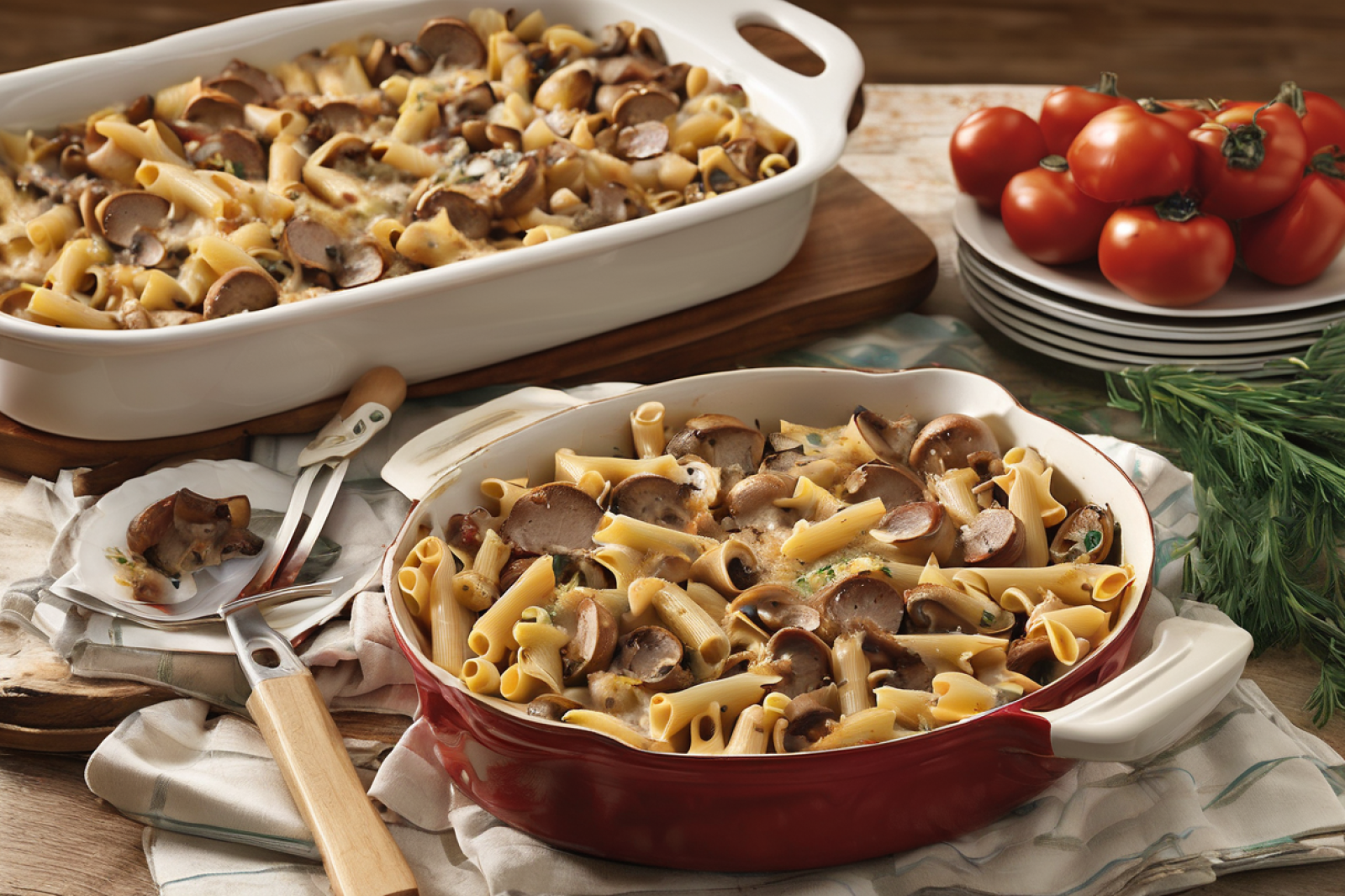 Savory Mushroom and Sausage Pasta Bake