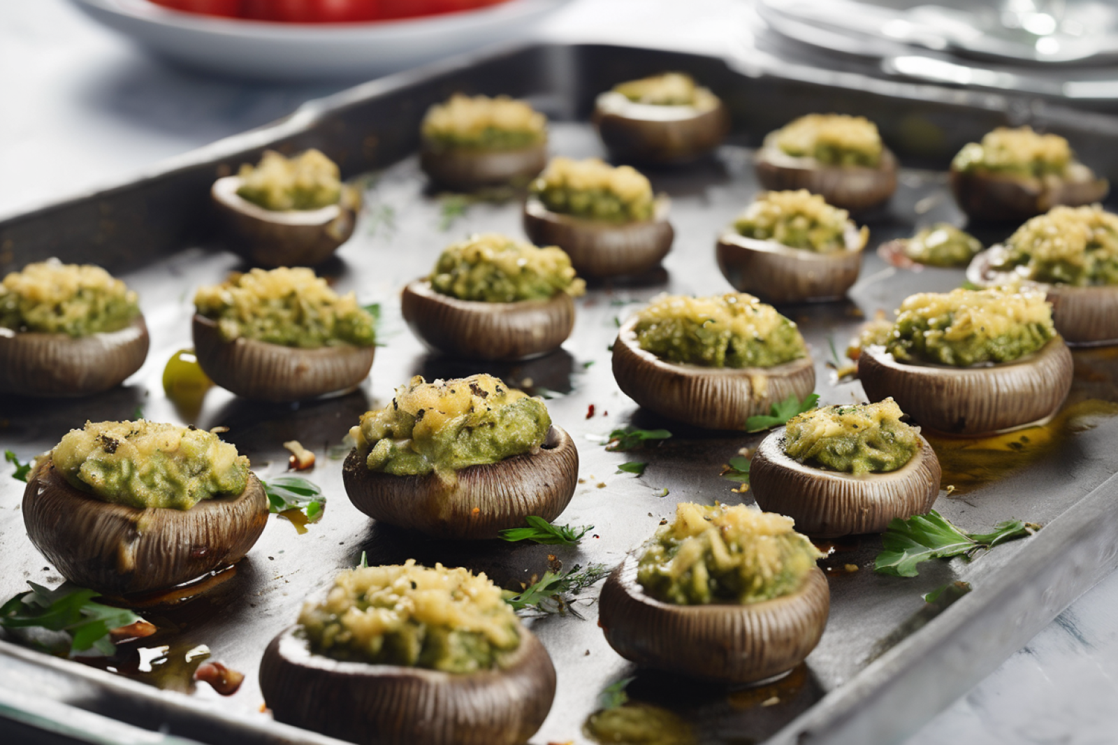 Savory Pesto-Stuffed Mushrooms
