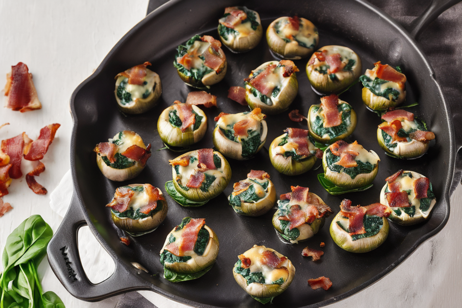 Zesty Spinach and Bacon Stuffed Mushrooms