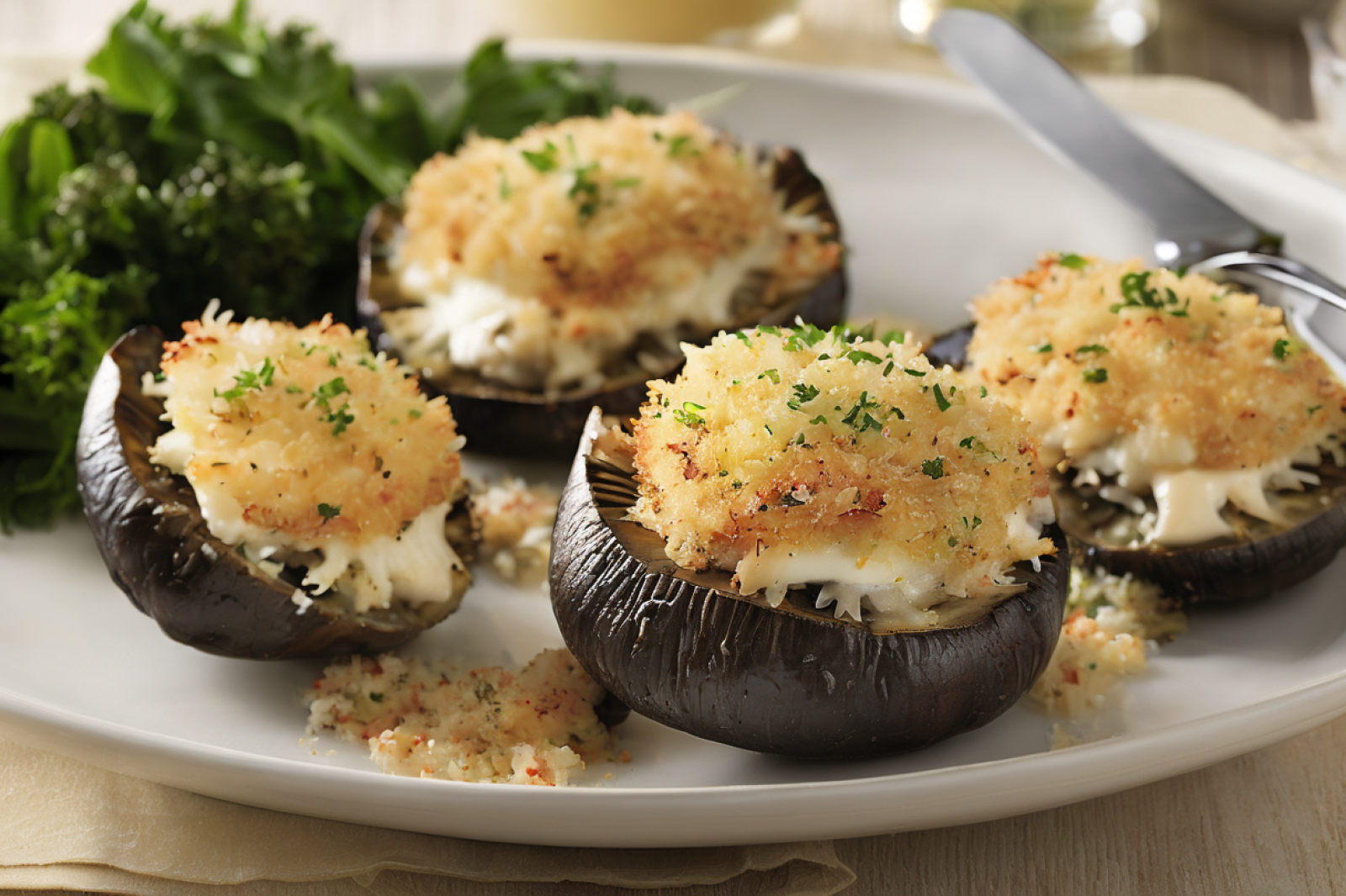 Stuffed Portobello Mushrooms with Crab Delight