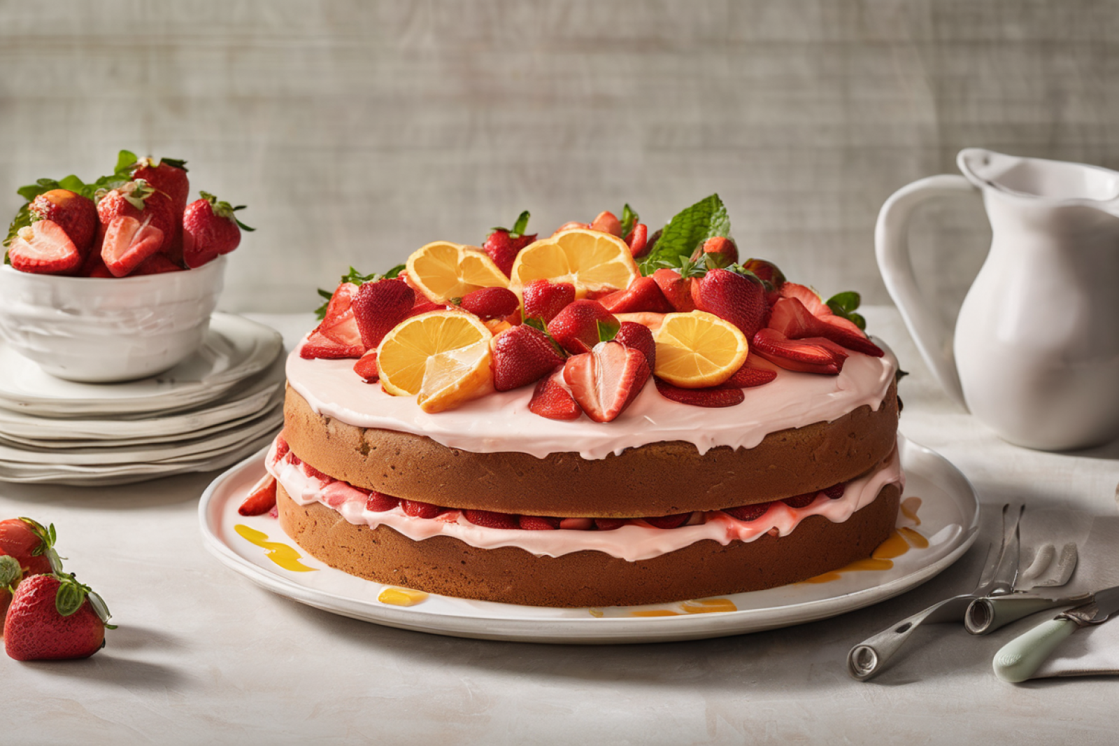 Tangy Strawberry Citrus Cake