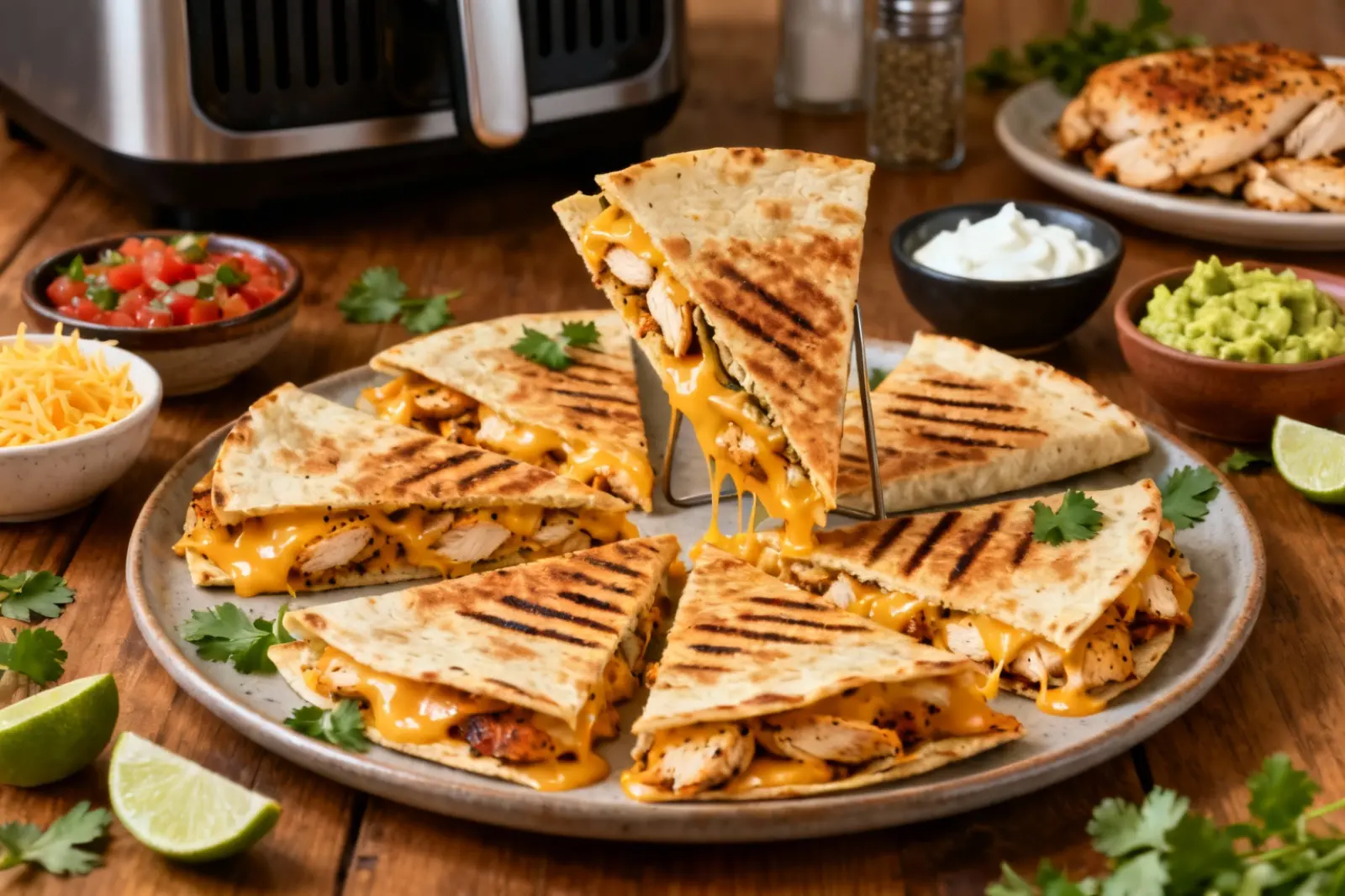Crispy Air-Fried Chicken Quesadillas
