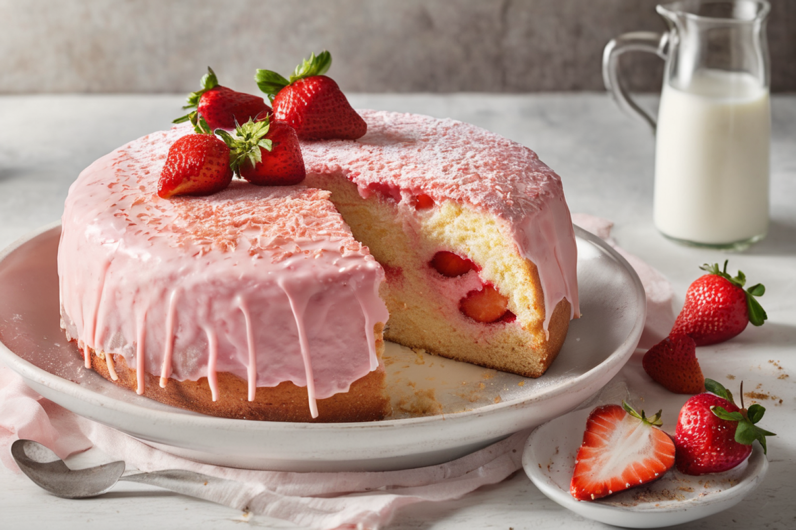 Strawberry Infused Milk Cake
