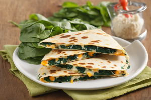 Spinach and Cheddar Whole Wheat Quesadilla