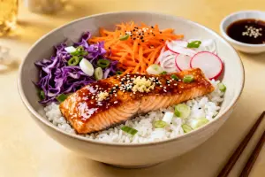 Teriyaki Glazed Salmon Rice Bowl